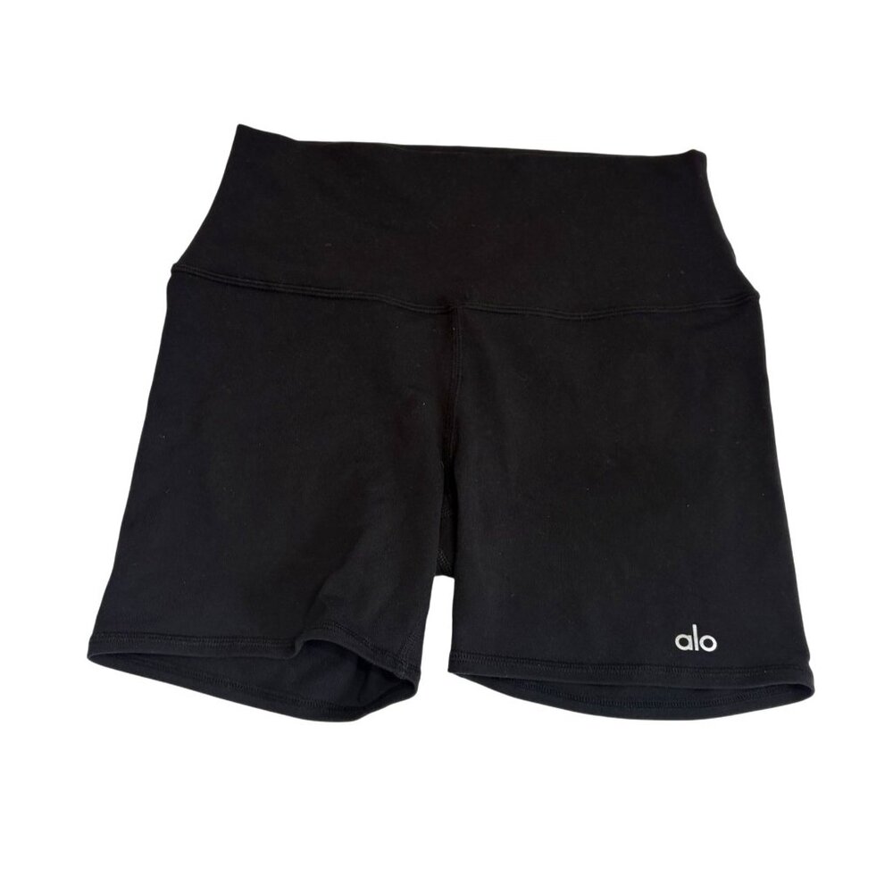 ALO Yoga Airbrush High-Waist 5" Biker Shorts in Black